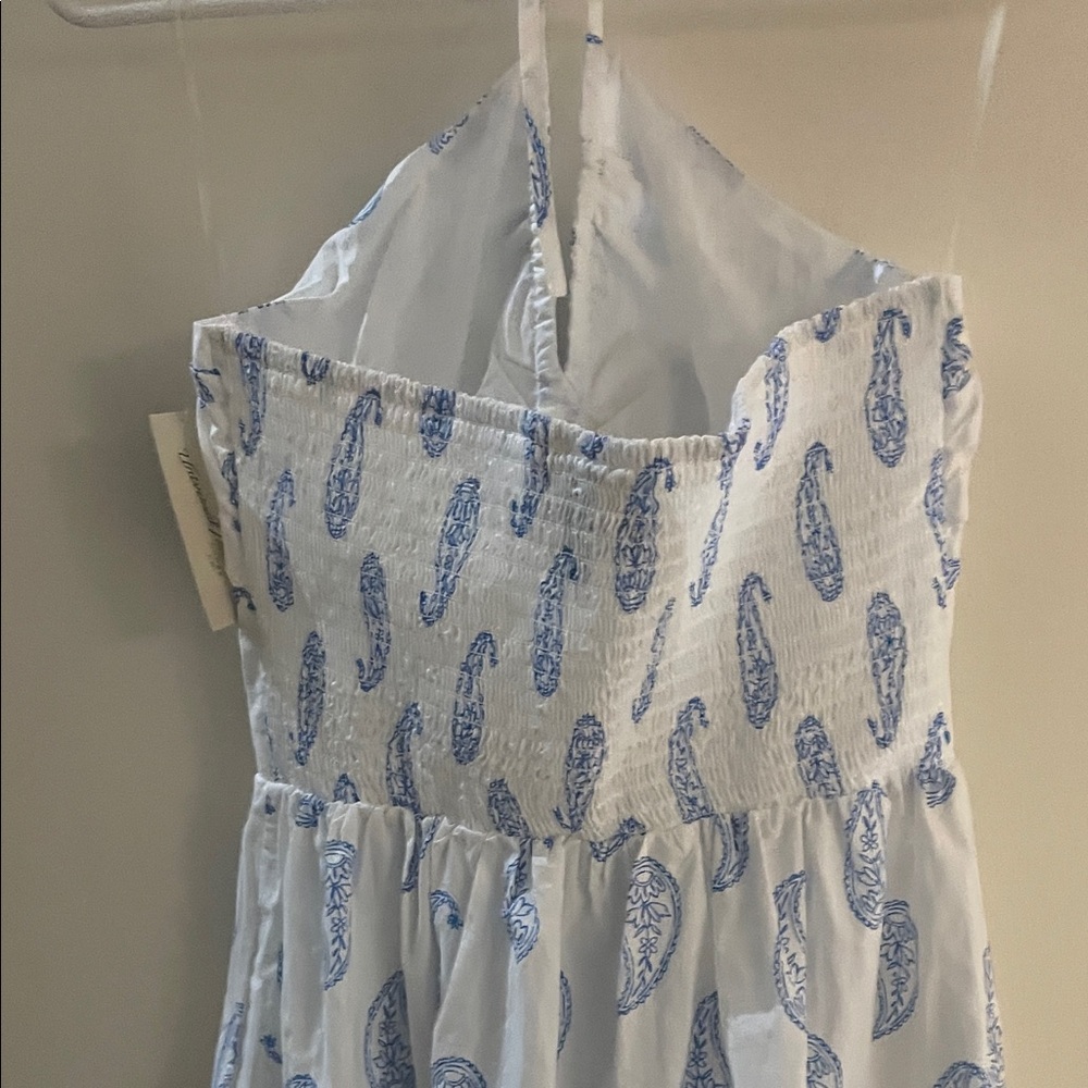 Elegant White and Blue Paisley Halter Dress by Universal Thread - Picture 8 of 11